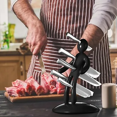 Stainless Steel Voodoo Man Knife Holder Kitchen Deco Human Knife Block Stand Red • $46.20