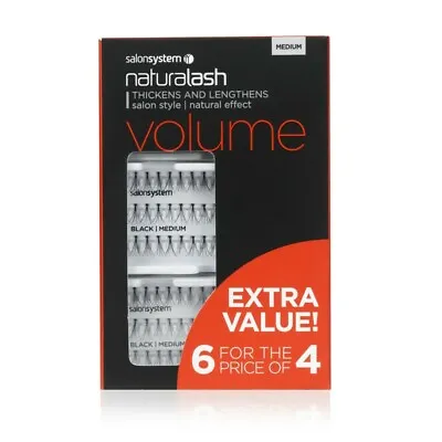 Salon System Naturalash Individual Eyelashes Eye Lashes Black 6 For 4 MEDIUM  • £14.49