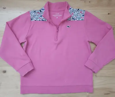 Girls Sz M Vineyard Vines Pink Cotton 1/4 Zip Sweatshirt (16 X18 ) • $5.22