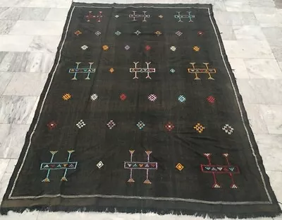 5x8 Antique Moroccan Silk Handwoven Kilim Sabra Traditional Berber Nomadic Rug • $369.99