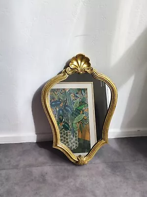 Vintage French Ornate Rocco Baroque Style Gilt Wooden Framed Wall Mirror Retro • $79.87