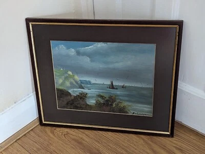 £17.95 • Buy Original Vintage Framed Seascape Sea Scenery Watercolour Painting SIGNED 