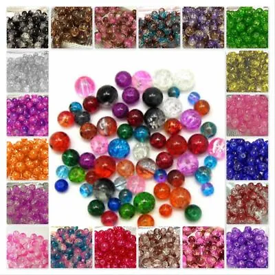 £2.19 • Buy Crackle Glass Beads COLOUR CHOICE BUY3 GET3 FREE 200x 4mm 100x 6mm 50x 8mm