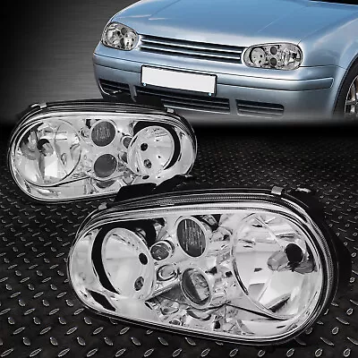 $89.19 • Buy For 99-06 Vw Golf Cabrio Chrome Housing Headlight Headlamp W/ Projector Fog Lamp