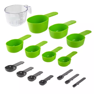 Measuring Cups & Spoons With Magnetic Handles Set Easy Scoop Kitchen 15 Piece • $21.01