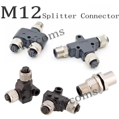 M12 Connector 4 6 5 8 Pin Waterproof Connectors Y T L Type Splitter Plug Adapter • $14.98