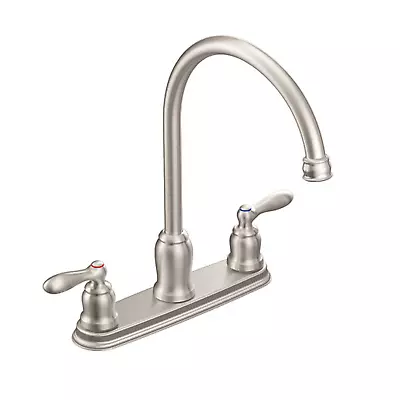 Moen Caldwell 87976SRS Spot Resist Stainless Two Handle High Arc Kitchen Faucet • $84.95