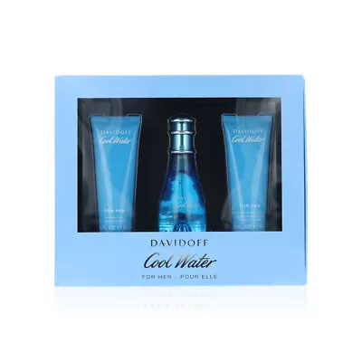 Davidoff Cool Water Woman EDT Spray 50ml+Shower Gel 50ml+Body Lotion 50ml • £30.98