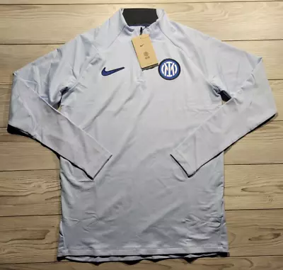 Nike Inter Milan Dri-Fit Strike L/S 1/4 Zip Drill Top Baby Blue Men's Size M • $84.99