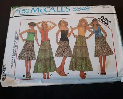 UNCIRCULATED 1977 McCALL'S #5648-LADIES TIERED SKIRT-5 STYLE TOP PATTERN Petite • $10