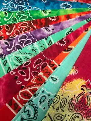 Set Of 3  100% Cotton Large Paisley Bandana Head Scarf  Neck Tie Dye   DV235 • £5.99