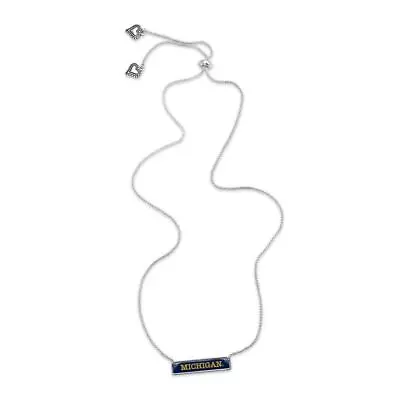 Michigan Wolverines Nameplate Adjustable Slider Bead Necklace Silver Chain UM • $19.49