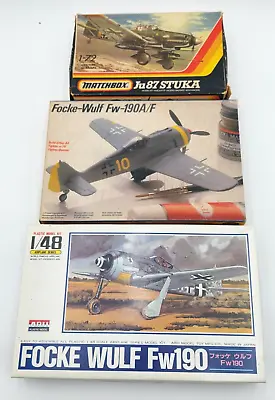 Vintage Airplane Model Kits Ju87 Stuka Focke-Wulf Fw-190A/F & Focke Wulf Fw190 • $39.49