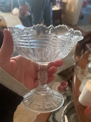 Vintage Cut Glass Pedestal Serving Bowl 5  • $10