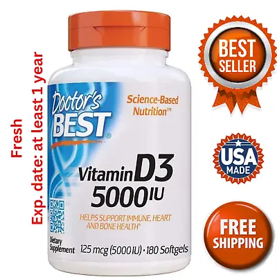 Doctor's Best Vitamin D3 5000IU Non-GMO Gluten Free Soy Free Regulates • $10.99