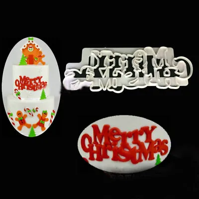 Merry Christmas Cookie Cutter Biscuit Pastry Icing Baking Mould Fondant Tool • £2.59