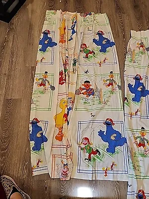 Vintage Sesame Street Stevens Curtains. Set Of 4. Sports Themed. • $29.99