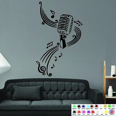 £13.49 • Buy Microphone Music Notes Wall Stickers, Decals, Wall Art Room Removable Decals DIY