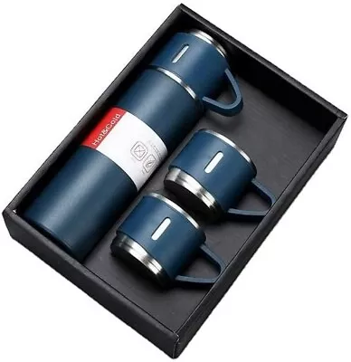 $16.99 • Buy Vacuum Insulated Thermos Gift Set-Hot And Cold Travel Flask For Tea &Coffee Blue