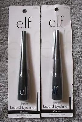 2 X E.l.f. Elf Liquid Eyeliner Charcoal 4.5 Ml Vegan Smudge Proof New & Sealed • £9.29