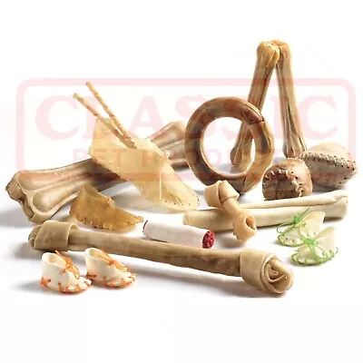 Rawhide Dog Chews Sticks Natural Snacks Treats Selection Bone Shapes Handmade • £8.92