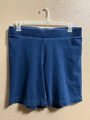 J. Jjill Pure Jill Indigo Knit Bermuda Shorts Medium Dark Wash Stretch Pull On • $13.99