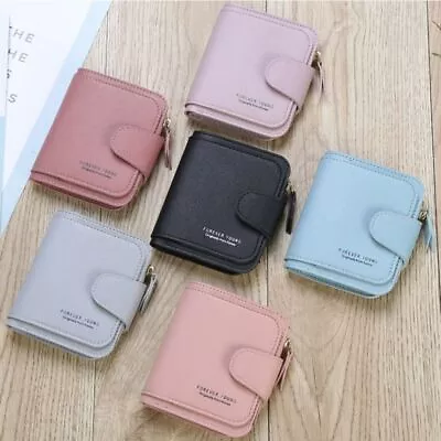 Soild Color Short Wallet PU Leather Card Holder Multi-function Coin Purse • £5.36