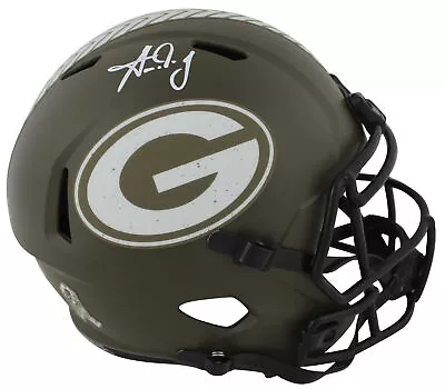 Packers Aaron Jones Signed Salute To Service Full Size Speed Rep Helmet BAS Wit • $169.99