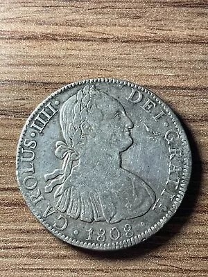 Mexico 1808 T.h Spanish Colonial 8 Reales Silver Coin Km109 Narrow Date • £8.43