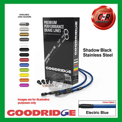 Fits KAWASAKI KH100EX G4 80-93 Goodridge Black S/Steel El Blue Front Brake Hoses • £82.98