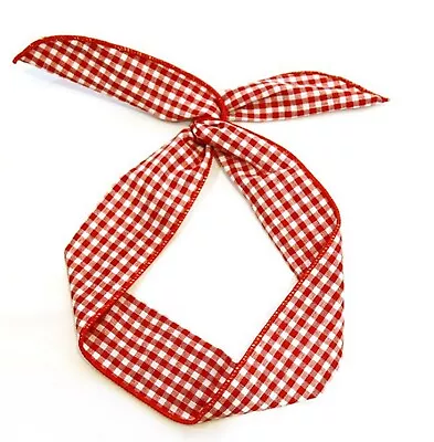 Women Girl Mini Check Retro Boho Bohemian Wire Bow Hair Headband Band Bandana • $8.50