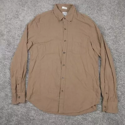 J Crew Shirt Mens Medium Brown Brushed Twill Slim Fit Pocket Outdoor Casual • $14.99