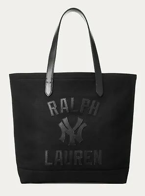 Polo Ralph Lauren NY Yankees MLB Ltd Ed Black Baseball Leather Tote Shoulder Bag • $228.41