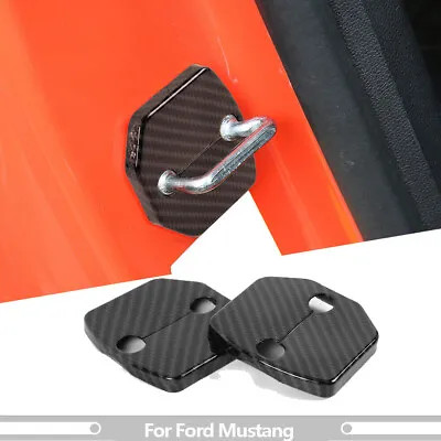 2xCarbon Fiber Door Lock Buckle Molding Cover Decor Bezel For Ford Mustang 2015+ • $16.99