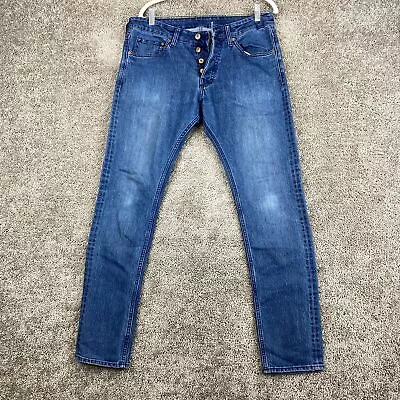 &Denim By H&M Skinny Low Waist Jeans Women's 32/32 Blue Button Fly Dark Stone • $18.95