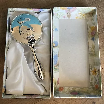 Silver Baby Hair Brush Vintage Bunny Design Chrome Infant Rabbit In Box • $19