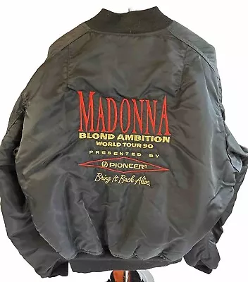 Madonna Blonde Ambition Tour 1990 Bomber Jacket XL Pioneer Alpha Quilted Black • $499