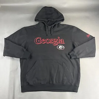 Georgia Bulldogs Jacket 2XL Black Mens Dawgs NCAA Hooded Team Edition Faded Used • $22.09