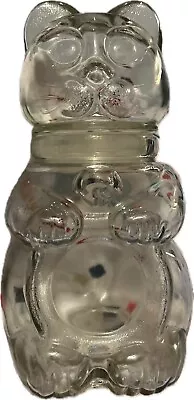 Lucky Cat Shaped Glass Candy Treat Container Japanese Maneki Neko Vintage • $100