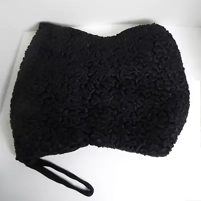 Vintage Large Black Persian Lamb Muff With Zipper Compartment • $77.99