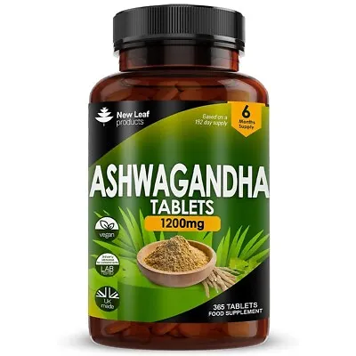 Ashwagandha 1200mg - 365 Vegan Tablets Pure Root Extract High Strength Capsules • £12.95