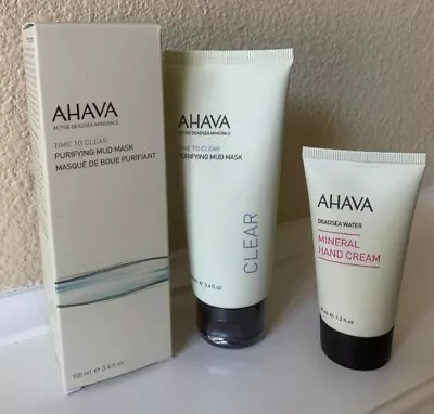 AHAVA Time To Clear Purifying Mud Mask 3.4oz SEALED NIB+ Mineral Hand Cream1.3oz • $19