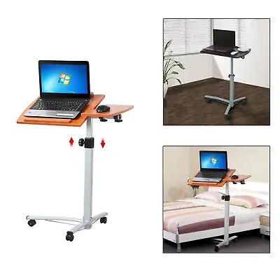 Over The Bed Table With Rolling Wheels Adjustable Hospital Home Laptop Desk Tray • $42.99