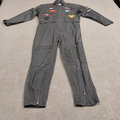 VTG Vintage Chemin De Fer Womens Size Medium Gray Navy Flight Suit Jumpsuit • $148.88