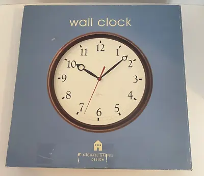 Michael Graves Designs 14  Wall Clock Solid Alder Wood W/ Mahogany Finish-Tested • $44.99