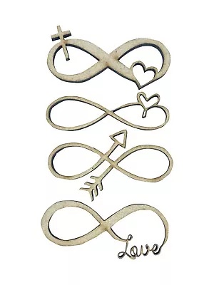 12x Infinite Infinity Love Heart 5cm Wood Craft Embelishments Laser Cut Shape • £3.15