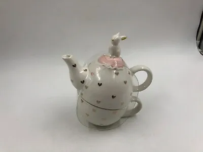 Bunny Love Ceramic Bunny Tea For One Teapot Set AA01B53037 • $26.64