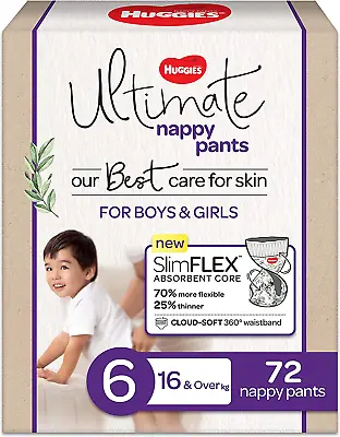 Huggies Ultimate Nappy Pants Size 6 (16Kg And Over) 72 Count • $80.67