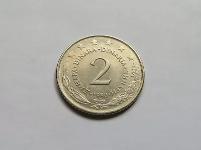 Yugoslavia Rare 2 Two Dinara Coin 1980 Dinarjev Jugoslavija Collectible Dinar • £3.99