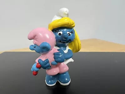 The Smurfs “Smurfette With Baby” #20192 Schleich Peyo 1983 Vintage Rare Figurine • $12.99